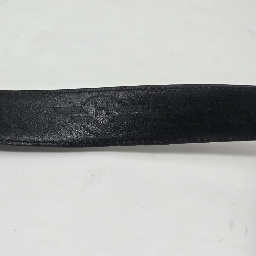 Harmattan Design Smart Belt Mens Black Pebbled Leather Ratchet Track Buckle 48in